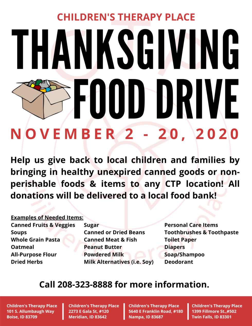 Thanksgiving Food Drive 2020 - Children's Therapy Place